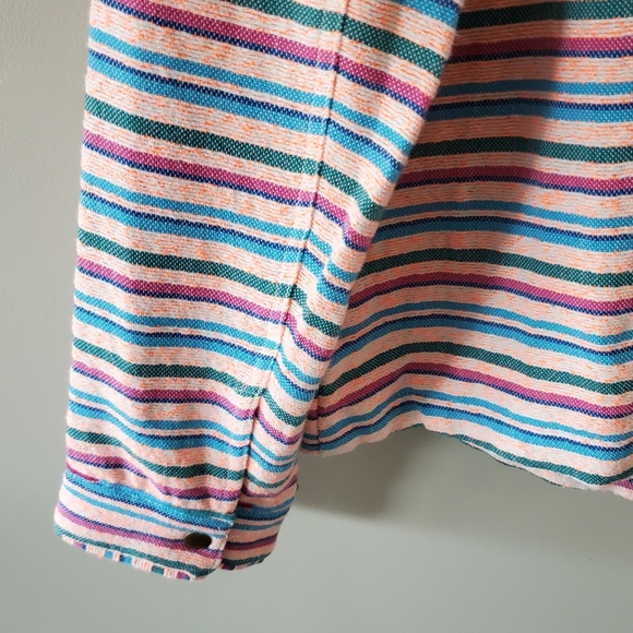 NWT Zara L Lagenlook Boho Hippie  Rainbow Neon Striped Oversized Leslie Shirt - Picture 13 of 15